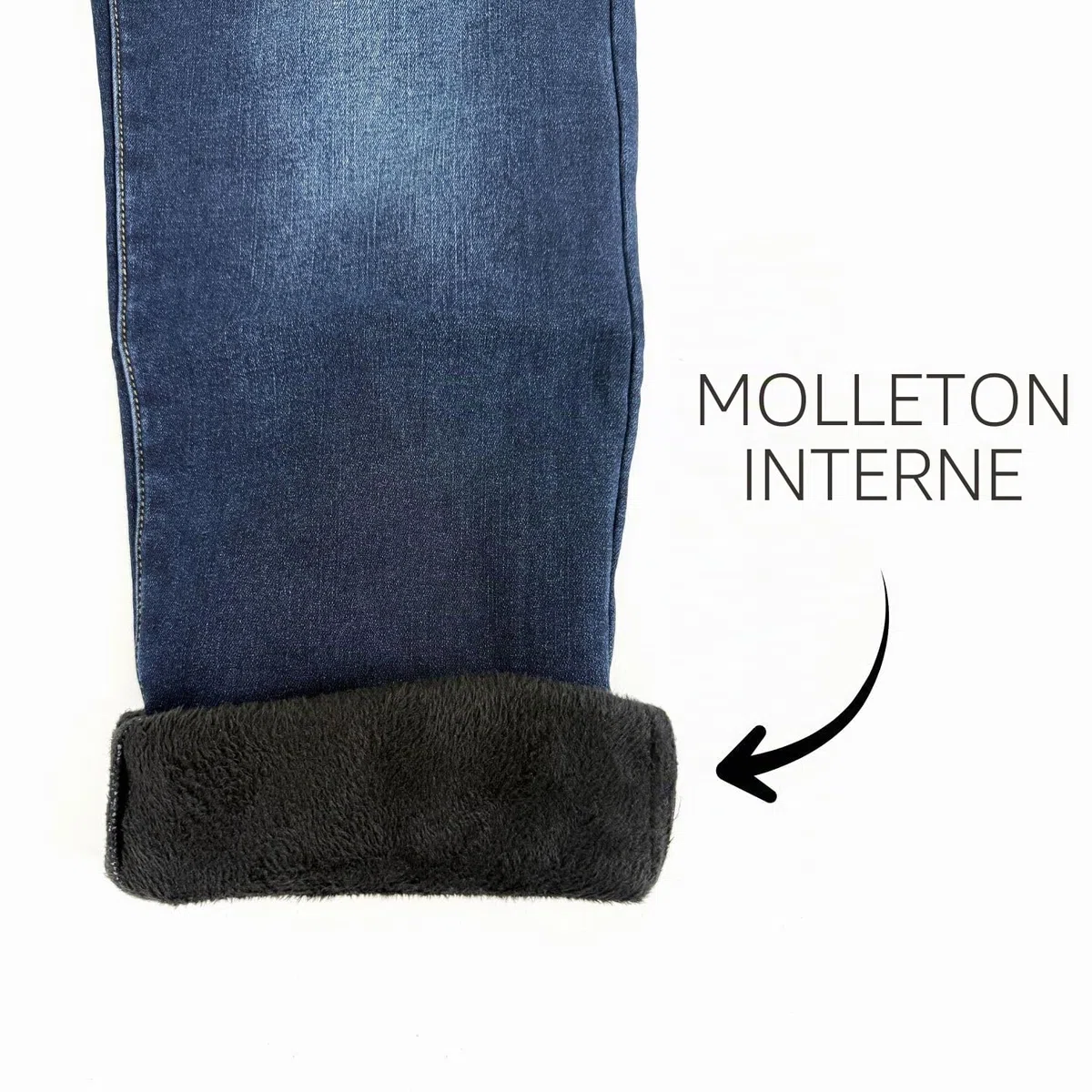 TONY BACKER - Jeans molletonnés pour Homme, Pantalon rembourré pour Homme avec Polaire, Chaud pour l'hiver, Jeans élastiques Thermiques Confortables et Polyvalents pour Le Travail, Les Loisirs, Bleu