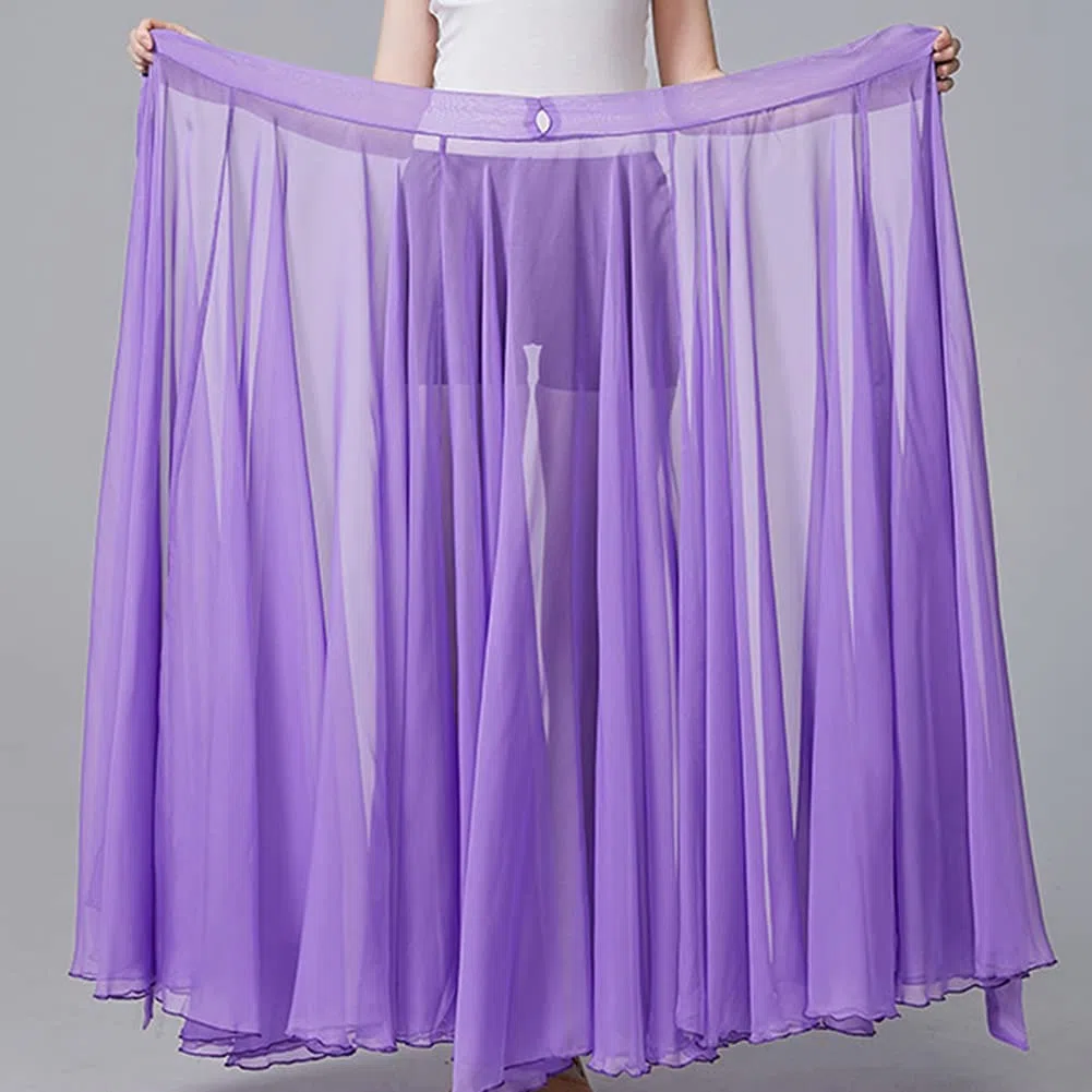 MISSMAO Jupe Longue Élégante pour Danse du Ventre Jupe Danse Orientale Couleur Unie Jupe Plissée Verstellbare Taille Jupon Tulle Élégant Vêtements de Danse Costume Danse Orientale