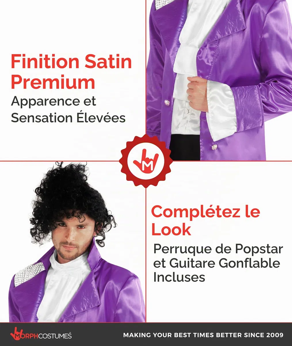 Morph Deguisement Chanteur Pop Homme, Costume Annees 80 Halloween