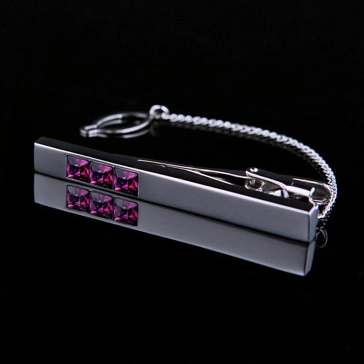 Boutons de Manchette Clip de Cravate pour Cravate épingle de Cravate de Haute qualité pour Hommes Barres de Cravate en Cristal Violet Boutons de Manchette Clip de Cravate Set invités