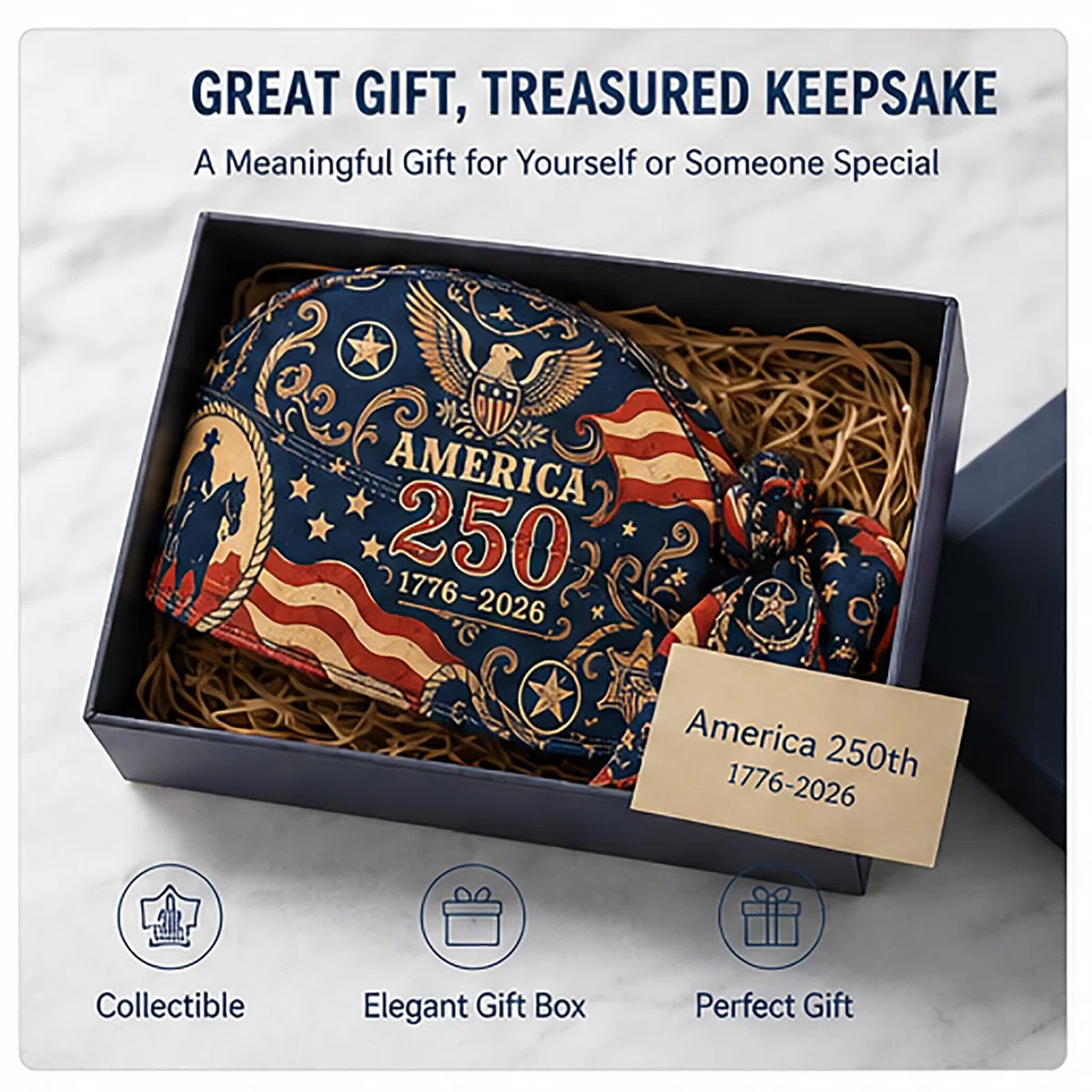 America 250 – Bandana de cyclisme style pirate/Bandeau pour motard – Foulard rafraîchissant et patriotique – Séchage rapide et évacuation de la transpiration