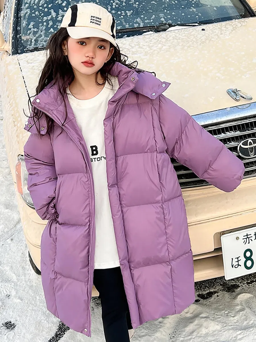 Veste d'hiver pour enfant fille parka d'hiver garçon avec capuche en fourrure Manteau d'hiver chaud Parka Manteau en duvet long pour enfant Veste matelassée pour enfant fille