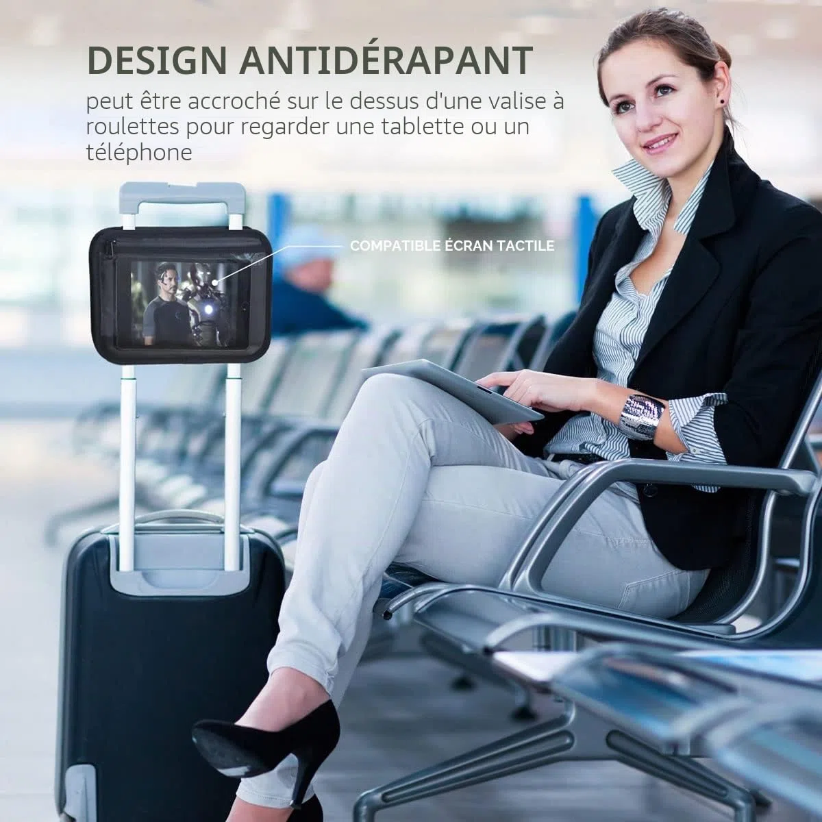 simpletome 4 en 1 Porte Gobelet de Valise Porte Boissons de Bagage avec Poches pour Passeport Tasse Téléphone et Ipad Voyage et d'affaires de Accessoires Valise Tasse (Noir) (Noir)