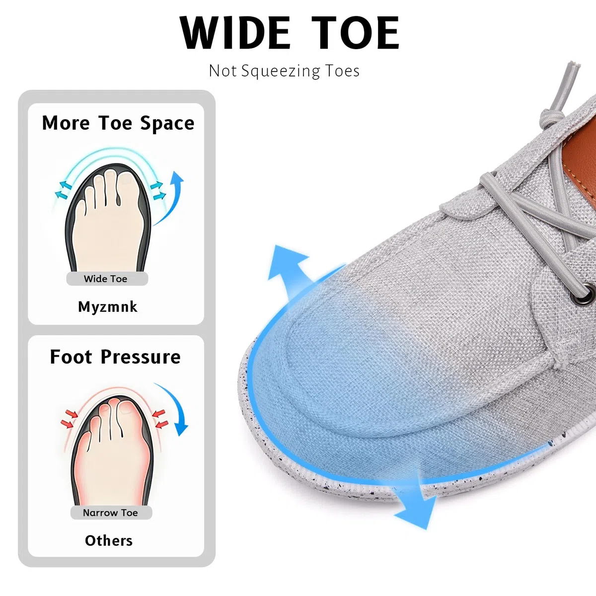 Femmes Mocassins en Toile Slip on Baskets Support de Voûte Plantaire