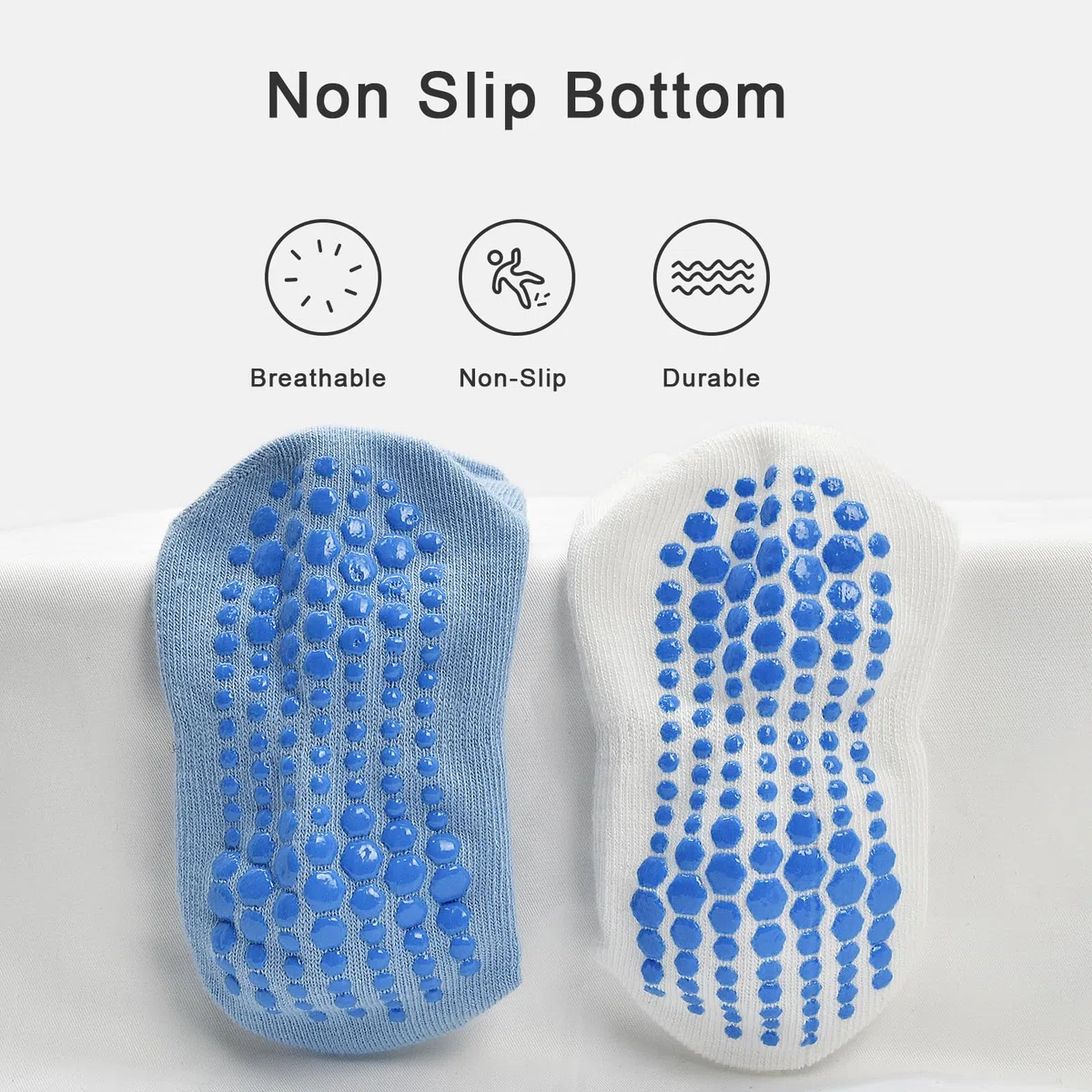 HYCLES Lot de 12 paires de chaussettes antidérapantes pour bébé garçon fille de 1 à 7 ans