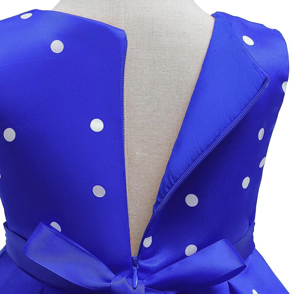 Robe Noel Fille Vintage Tenue Costume Noel Fille À Nœud Pois Robe de Noel Fille sans Manches Robe Princesse Fille Robe Ceremonie Bapteme Soiree Enfant Fille Noël Carnaval
