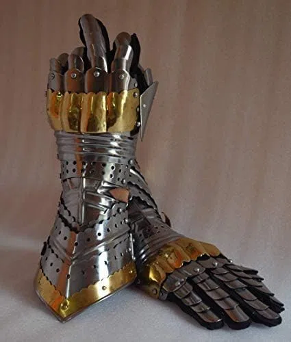 Gantelets de Style Chevalier en métal Gants d'armure de gobelet entièrement Fonctionnels