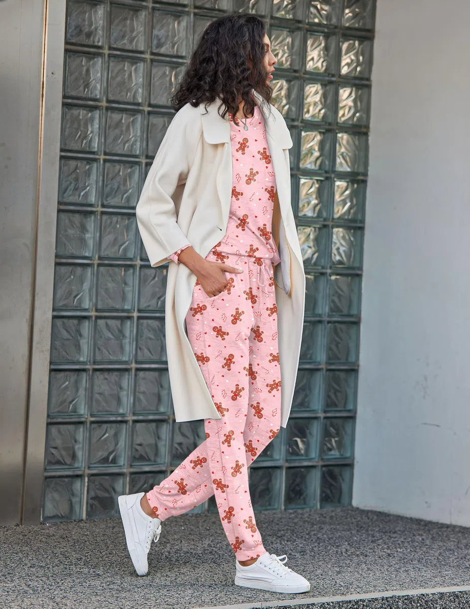 Ekouaer Ensembles de Pyjamas pour Femmes à Manches Longues Hiver Col Rond Vêtements de Nuit avec Poches S-XXL