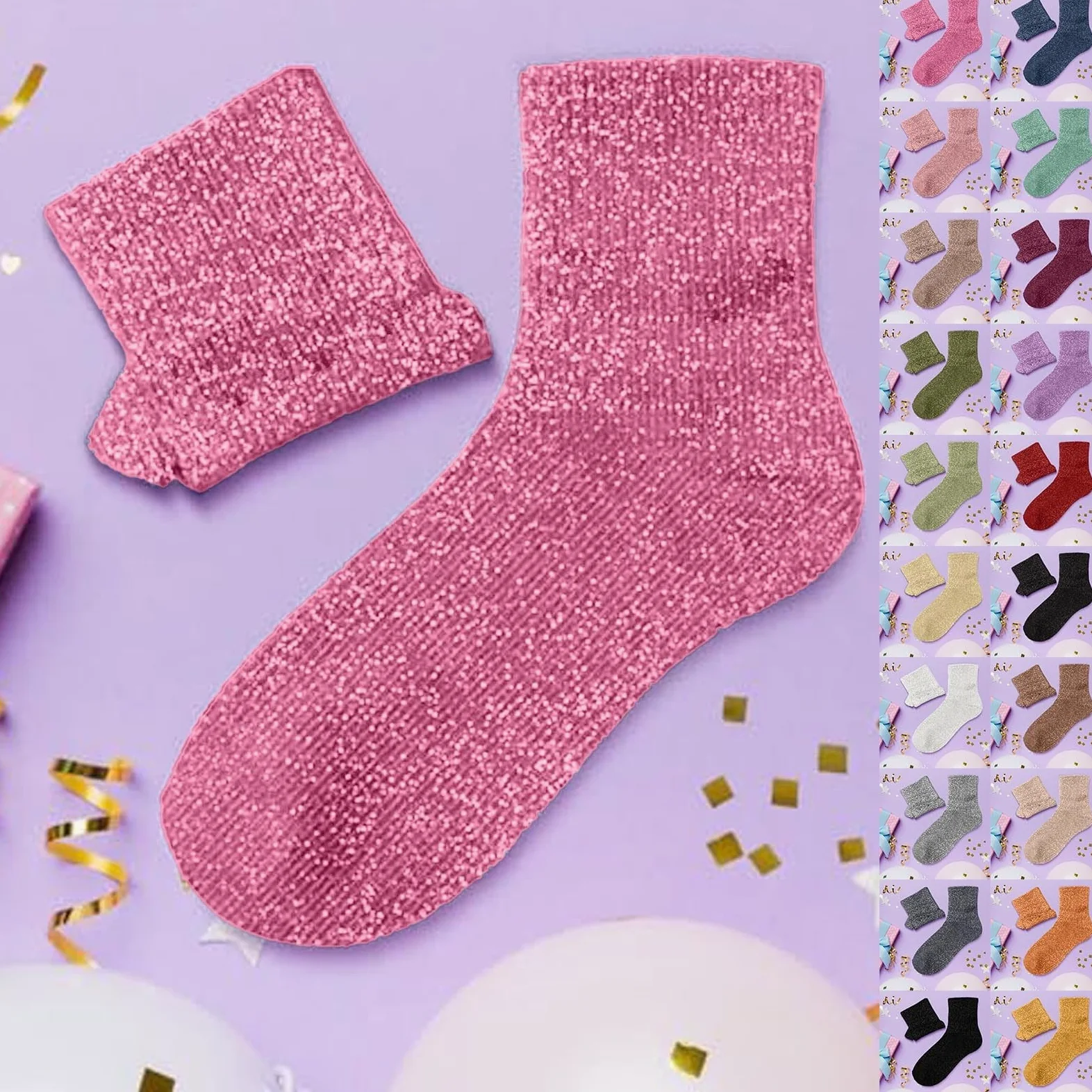 4 Paires Chaussettes Paillettes Femme Antidérapante Coton Respirant et Anti-transpiration Chaussettes de Sport Chaudes Thermiques Anti Ampoule Pour Tennis Course Randonnée Yoga Sport Running