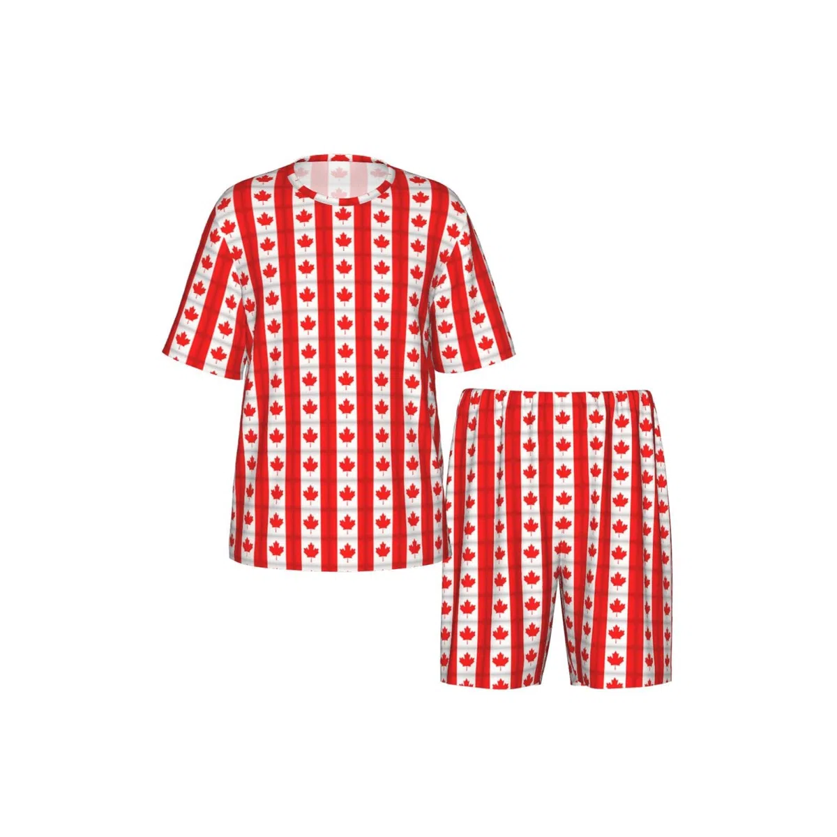 Ensemble de pyjama à manches courtes pour homme imprimé drapeau canadien, vêtements de nuit, ensemble de détente respirant et confortable