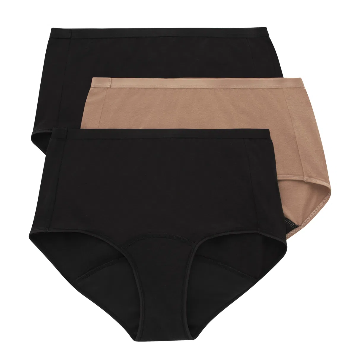Hanes Confort, Période Slips, Super Leak, sous-vêtements Post-Partum et Menstruels, Lot de 3 Slips Femme (Lot de 3)
