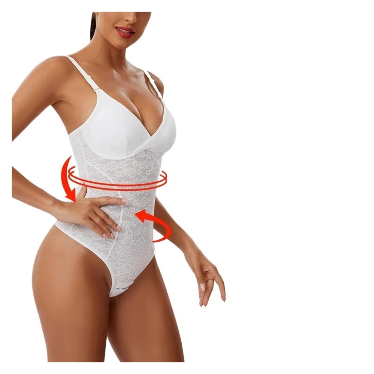 Body Gainant en Dentelle pour Femme, sans Coutures, Taille Fine, contrôle du Ventre, Ventre Plat et Lisse