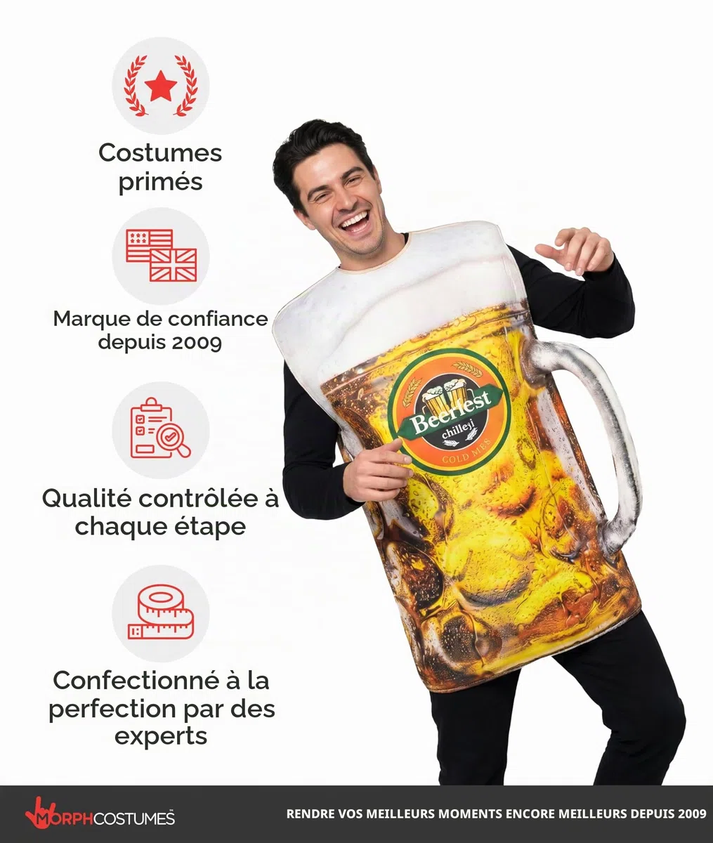 Morph Deguisement Biere Homme, Costume Chope Halloween Homme