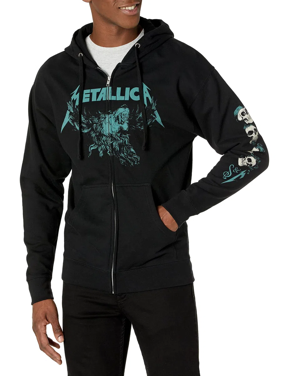 Metallica Official S&m2 Moose Skull Zip Hoodie Sweatshirt à Capuche Mixte