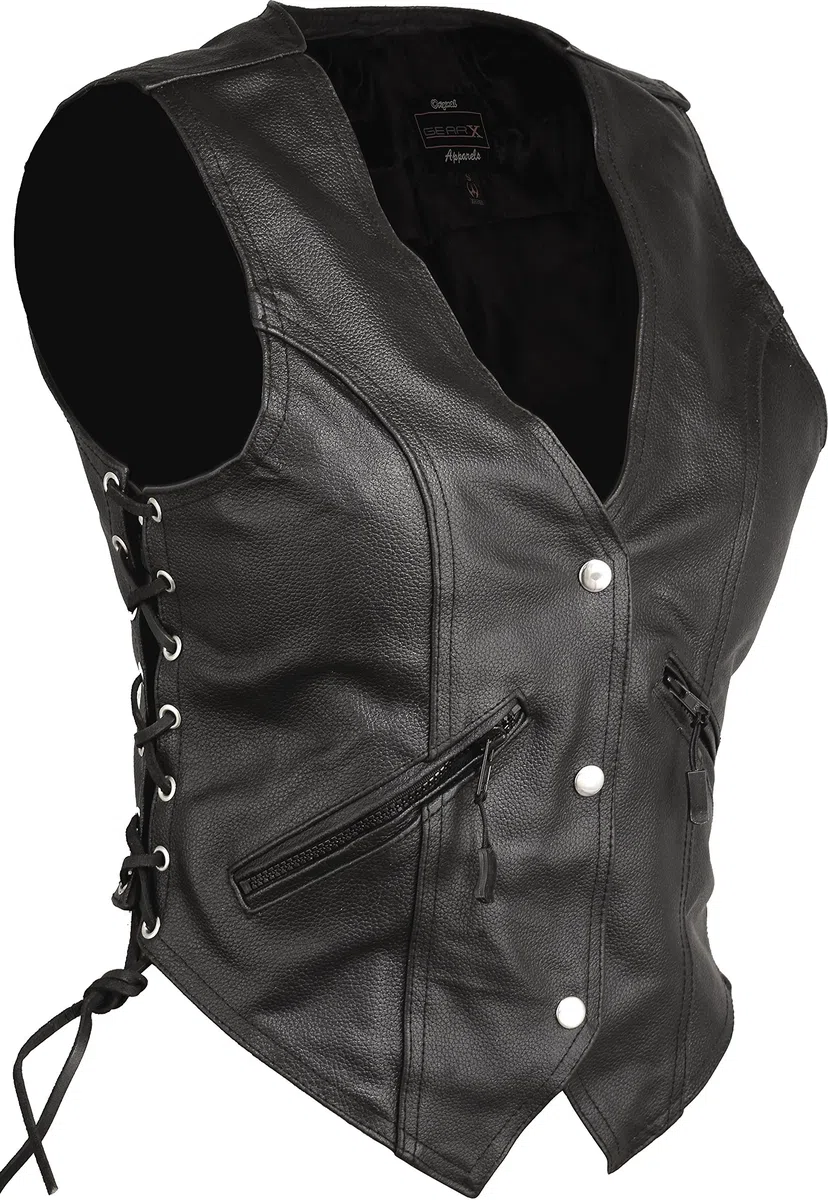 Gilet sans Manches en Cuir pour Femme Style Vintage Motard