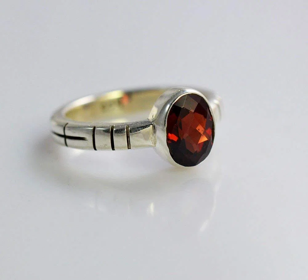 925 en argent sterling massif grenat fait à la main femmes bague tailles 44 à 64
