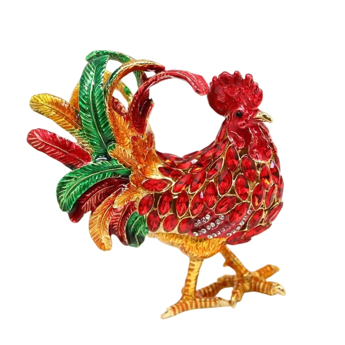 de Rangement en Forme de Coq, boîte à bibelots en Alliage avec cavité Ouverte pour Petits Bijoux sur Une vanité, Un Bureau ou Une entrée