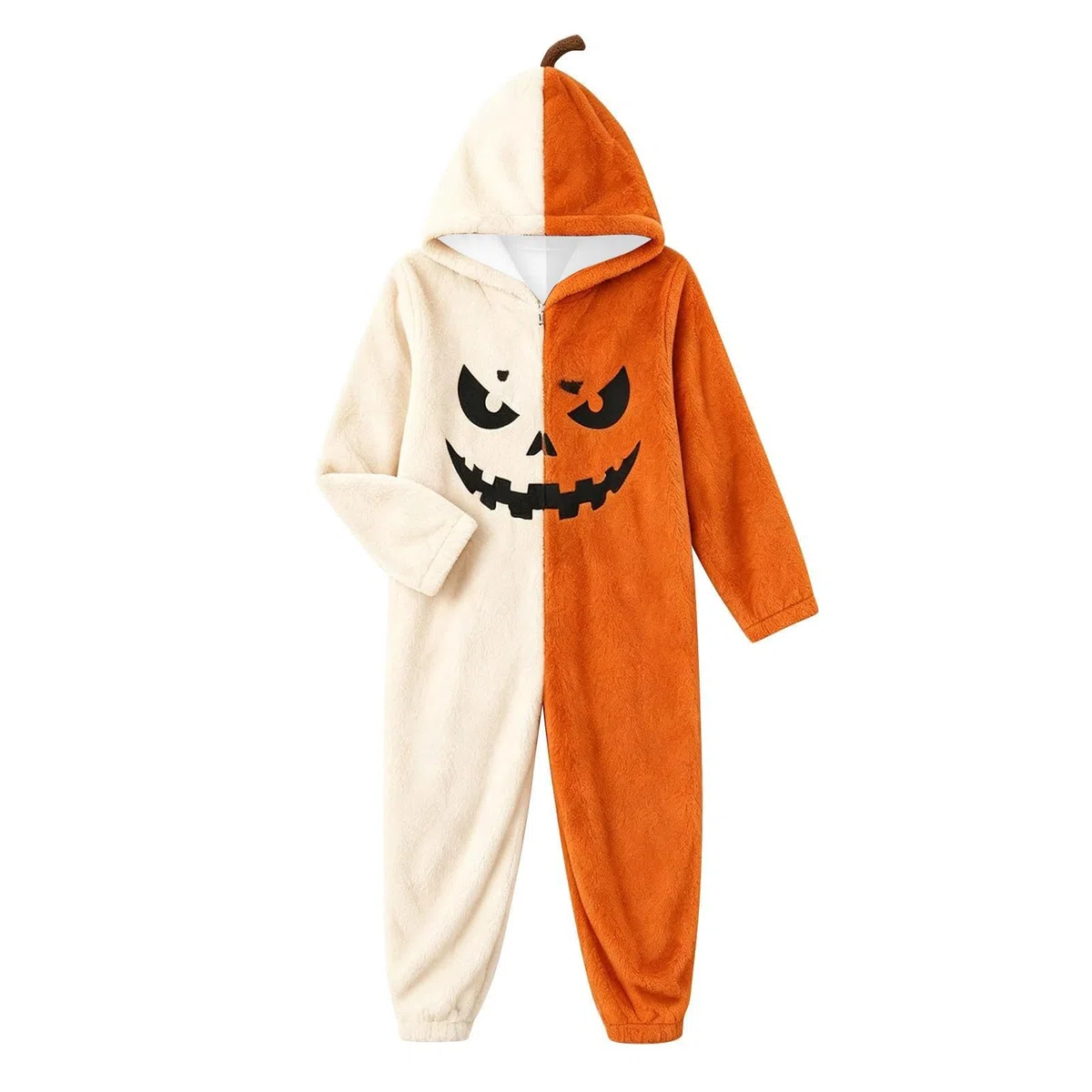 Costume Terrifier Halloween Combinaison Polaire Citrouille Halloween Adulte Adolescent Cosplay Hivernal Confortable Couple Tenue Fantaisie Ensemble Déguisement(Orange,S)