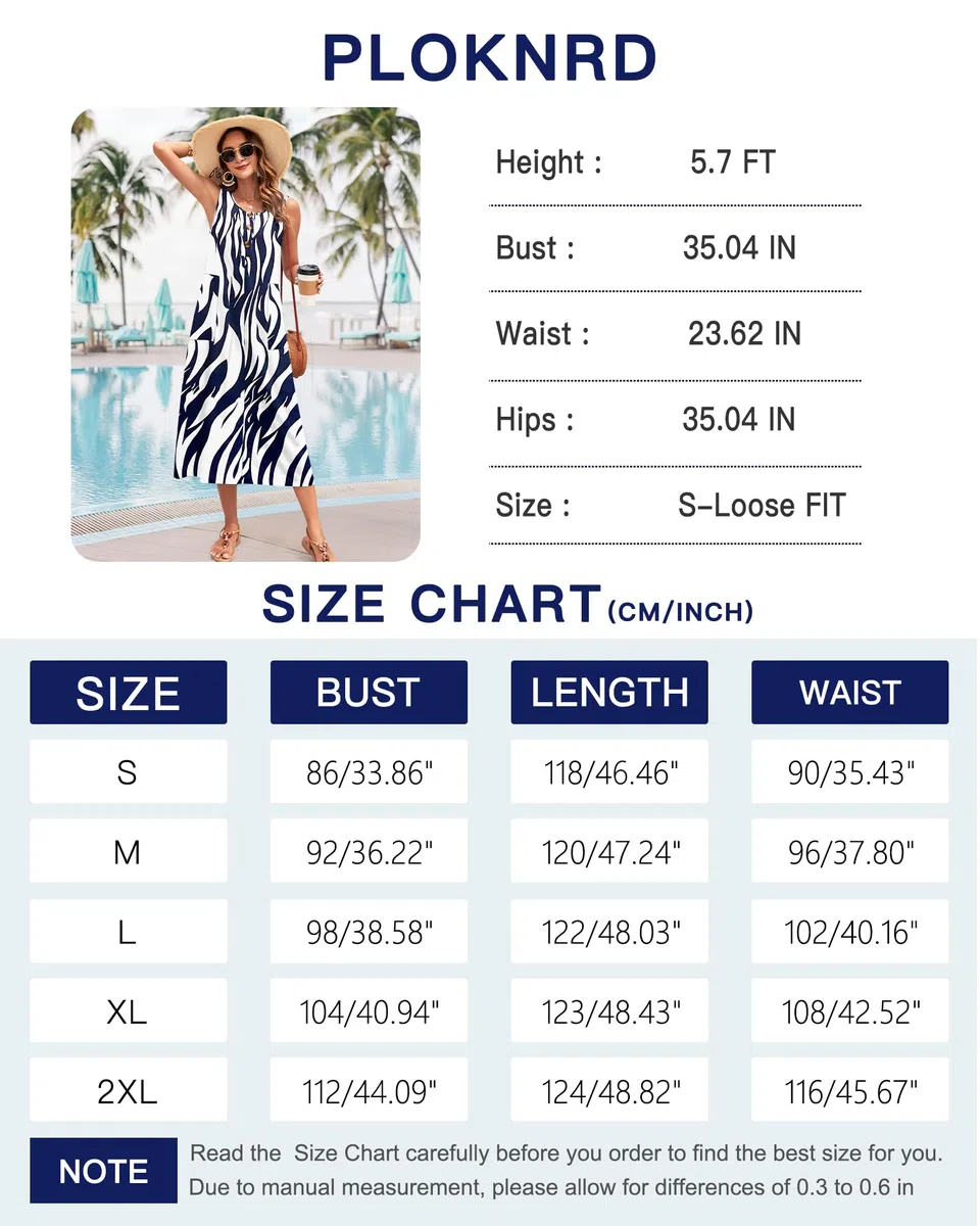 PLOKNRD Robe Longue Femme Été - Robe sans Manches Maxi Plage à Boutons avec Poches - Robe Décontractée Tank Top pour Vacances