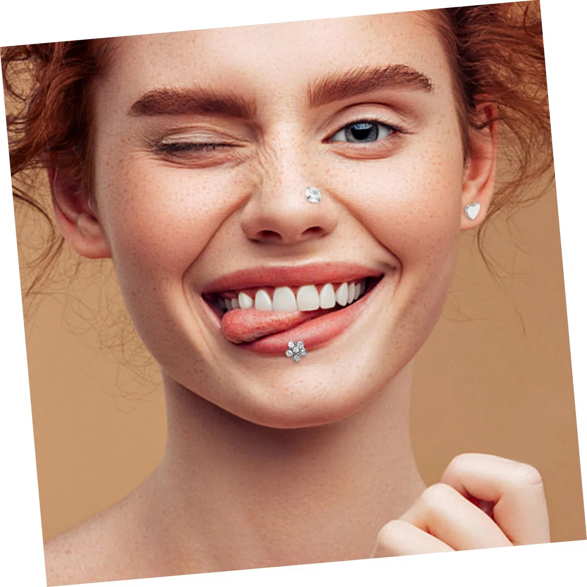 Set de 5 Studs de Piercing en Acier Inoxydable et Titane Argentés