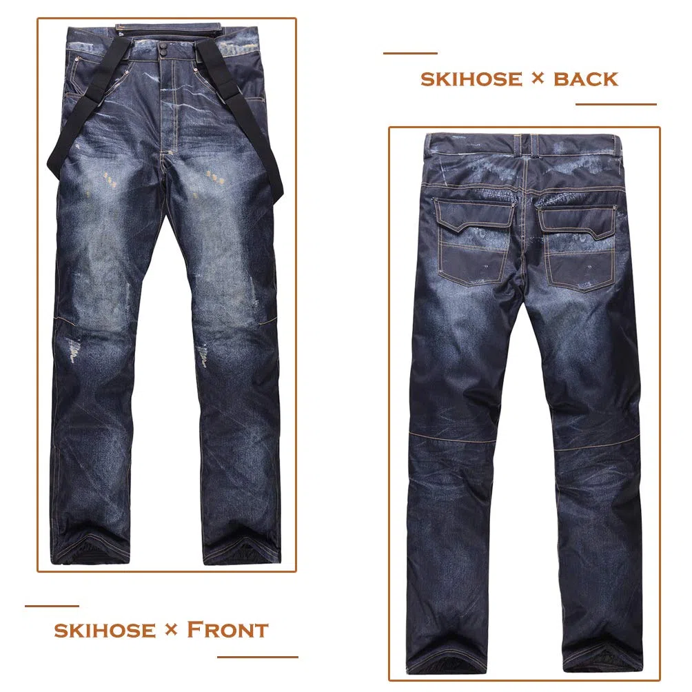 Casual Bretelles de Ski en Jean imperméable et Respirant pour Homme