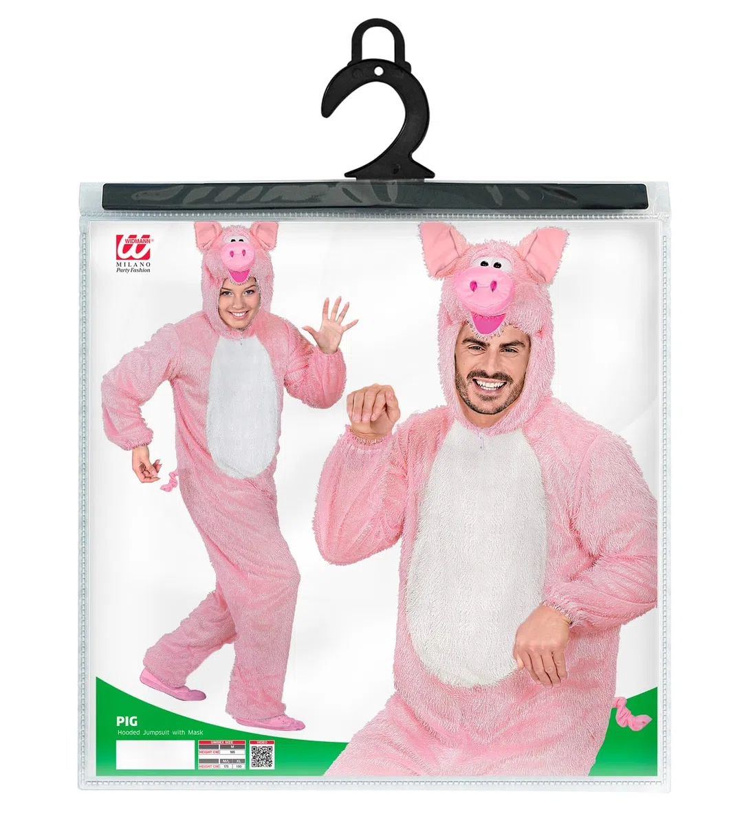 W WIDMANN MILANO Party Fashion - Costume cochon, combinaison en peluche avec capuche, ferme, costume animal