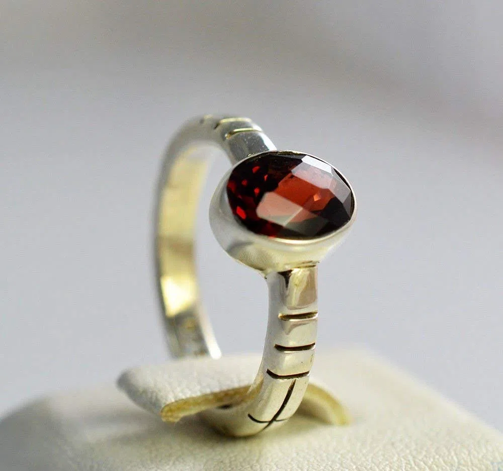 925 en argent sterling massif grenat fait à la main femmes bague tailles 44 à 64
