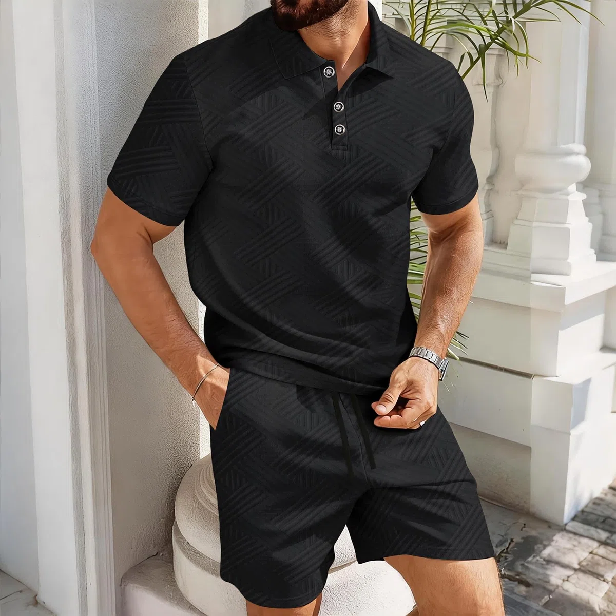 Ensemble Débardeur Short Homme Ensemble Homme Sportswear Été Costume Lin 2 Pièces Respirant Léger Confortable Fête D'été Blouson Manches Longues Cargo Pantalon Pour Randonnée Travail Quotidien
