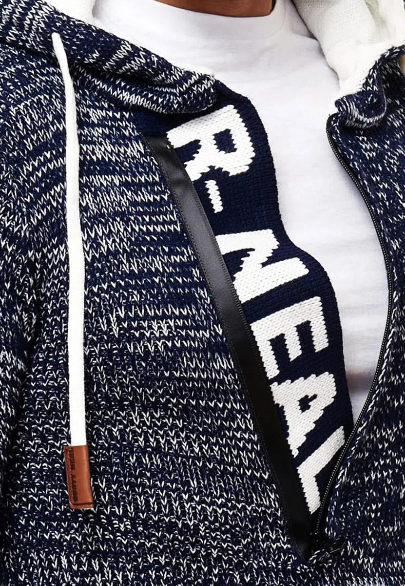Subliminal Mode Pull Homme en Maille à Capuche Col Zippé - Style Basique - Pull Grosse Maille - Pull Over Tricoté Hiver Manches Longues - Idée Cadeau BX277