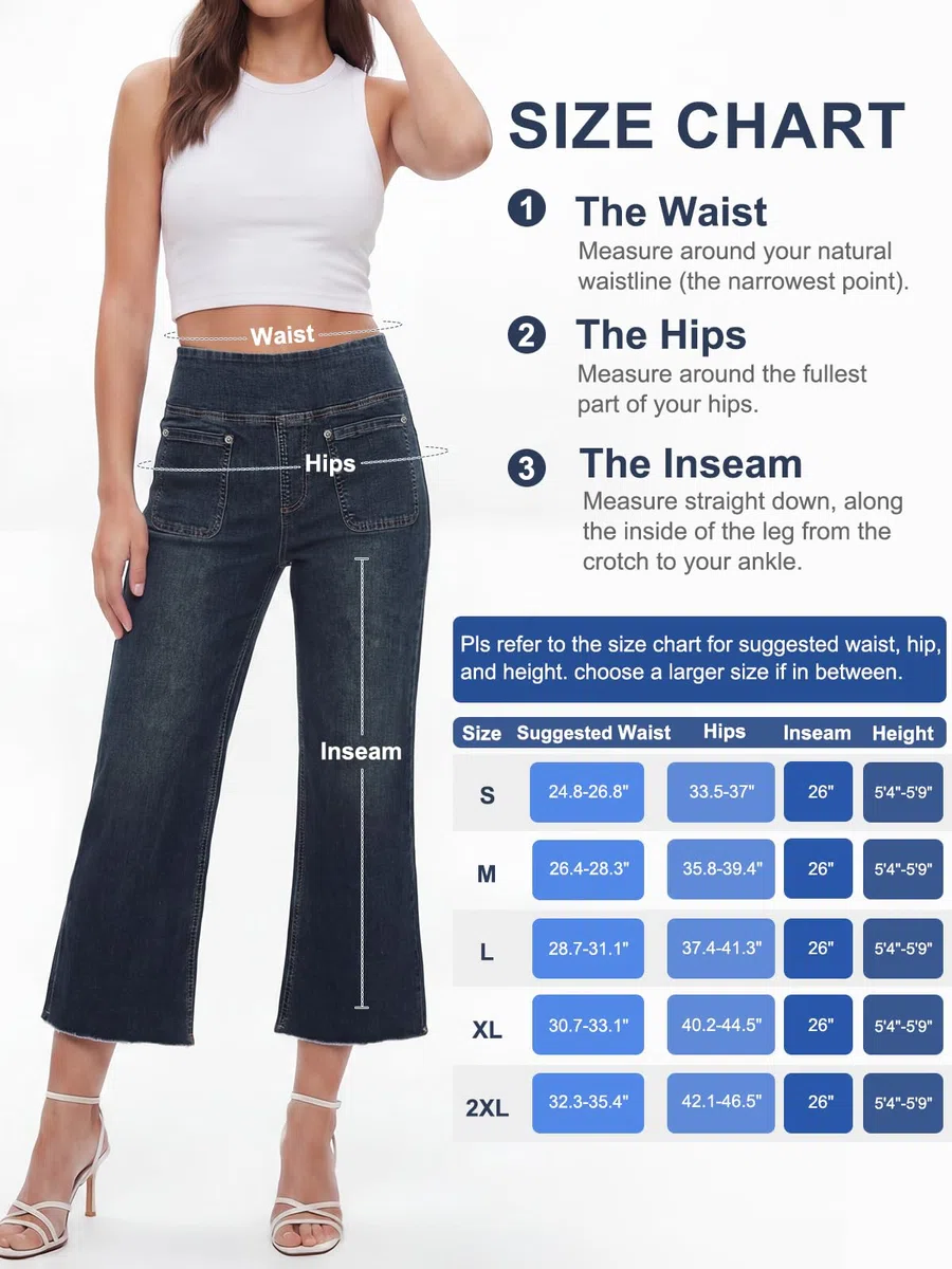 Jean Femme,Bootcut Jeans Taille Elastique, Flared Jean Taille Haute,Slim Pantalon avec Poches,Denim Stretch Leggings