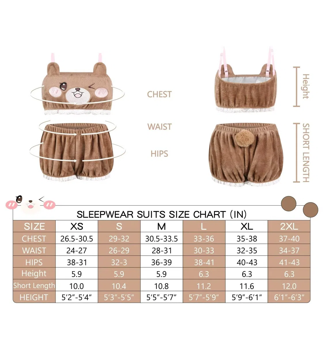 Landofgenie Ensemble de Pyjama pour Femmes Shorts et Crop Top Loungewear Fluffy Ensemble de Pyjama Loungewear pour Femmes