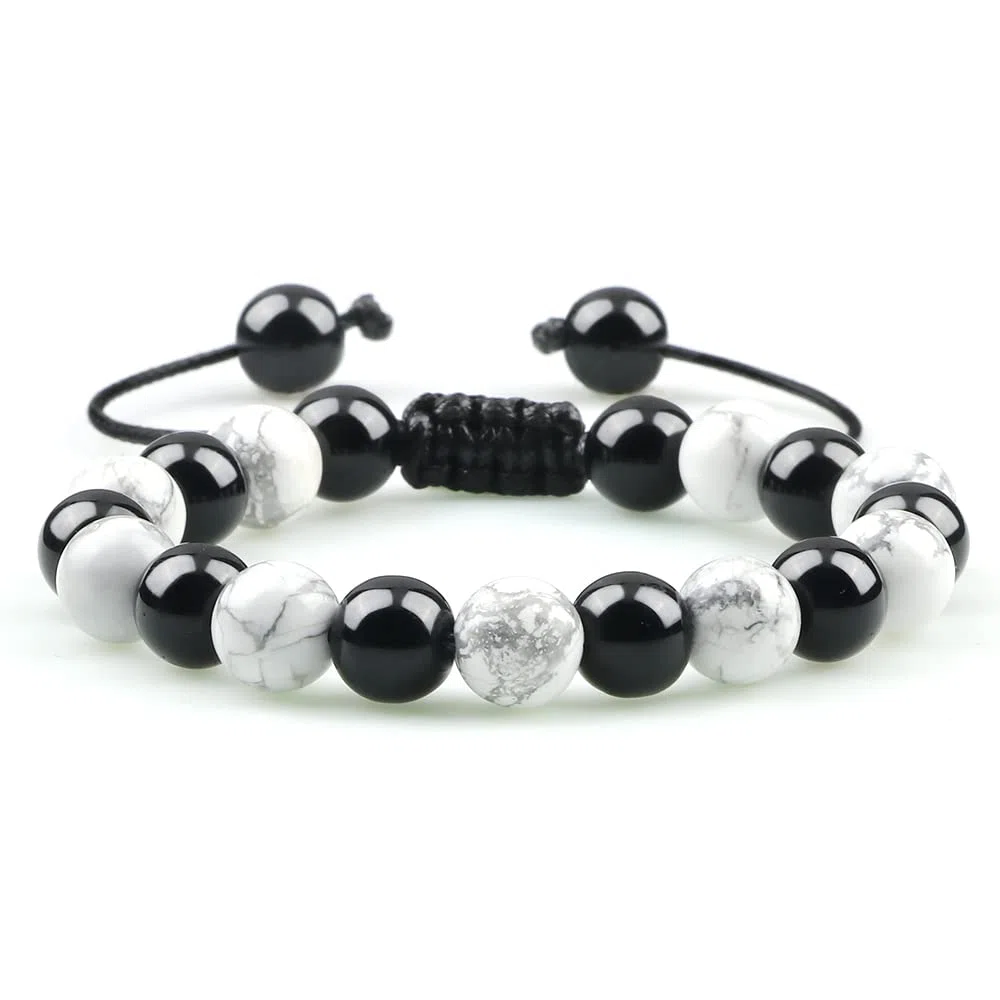 de Perle d'obsidienne Noir Naturel des Yeux de la Pierre d'oeil Tiger Yoga Essential Elastic Strand Bangles Gift