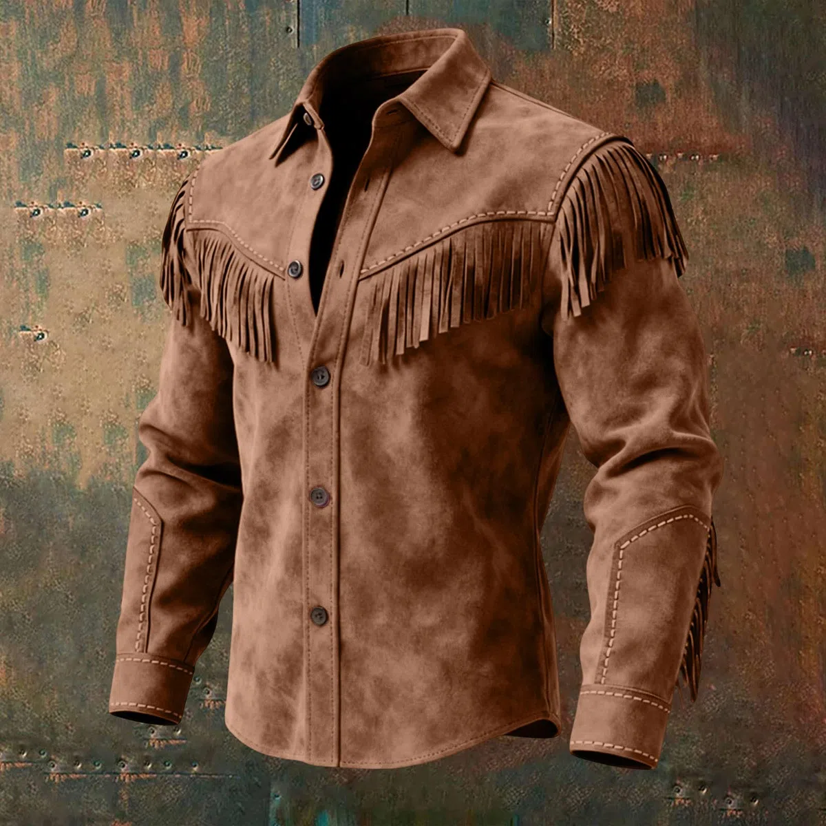 Chemise Enfant, Chemises Western pour Garçons, Vestes À Franges, Manches Longues, Chemises Marron À Boutons, Coupe Ample, Manteaux À Franges pour Enfants, Style Décontracté pour Enfant