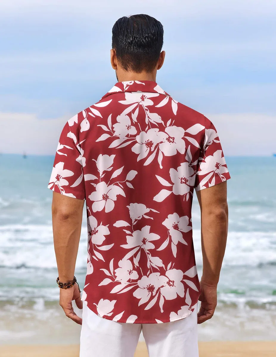 COOFANDY Chemise hawaïenne à manches courtes pour homme - Chemise d'été boutonnée pour vacances tropicales - Chemises Aloha avec poche