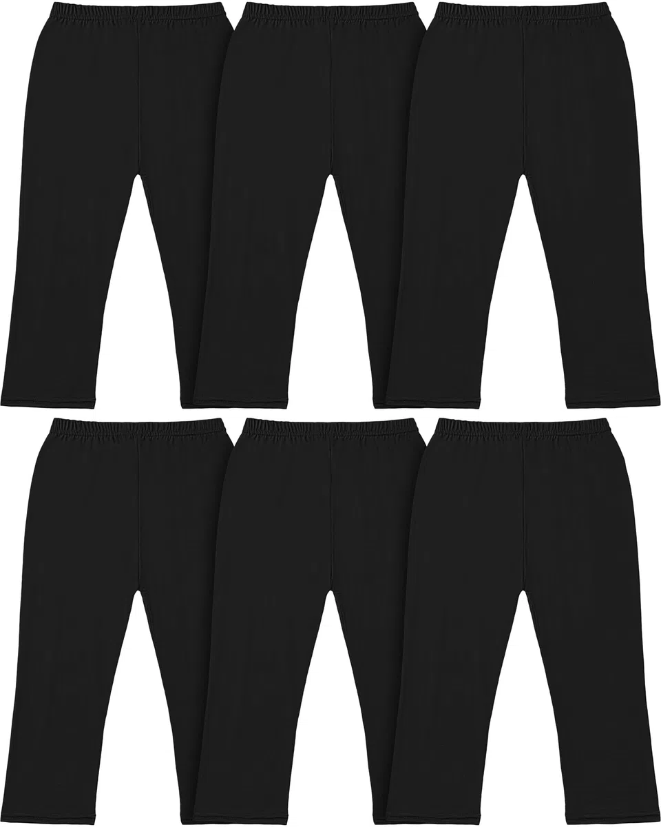 Lot de 6 leggings capris pour filles - Legging court d'été pour l'école