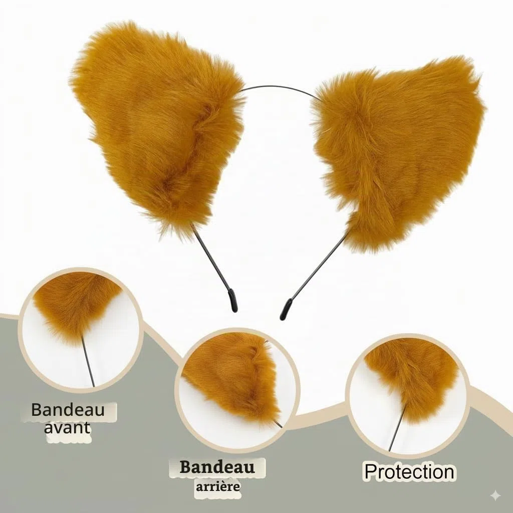 Lot de 2 Serre-Têtes à Oreilles de Renard en Peluche Fournie, Joli Sceau à Cheveux à Oreilles d’Animal, Accessoire de Déguisement Cosplay Renard pour Halloween