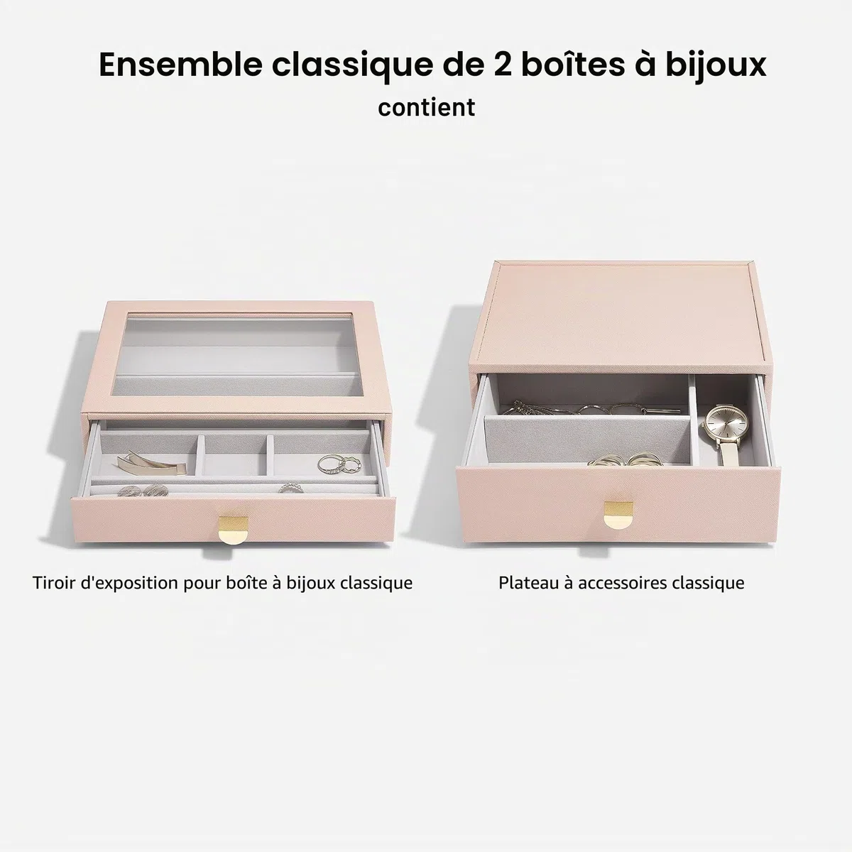 Stackers Blush Classic Jewellery Box - Set of 2 (with drawers)