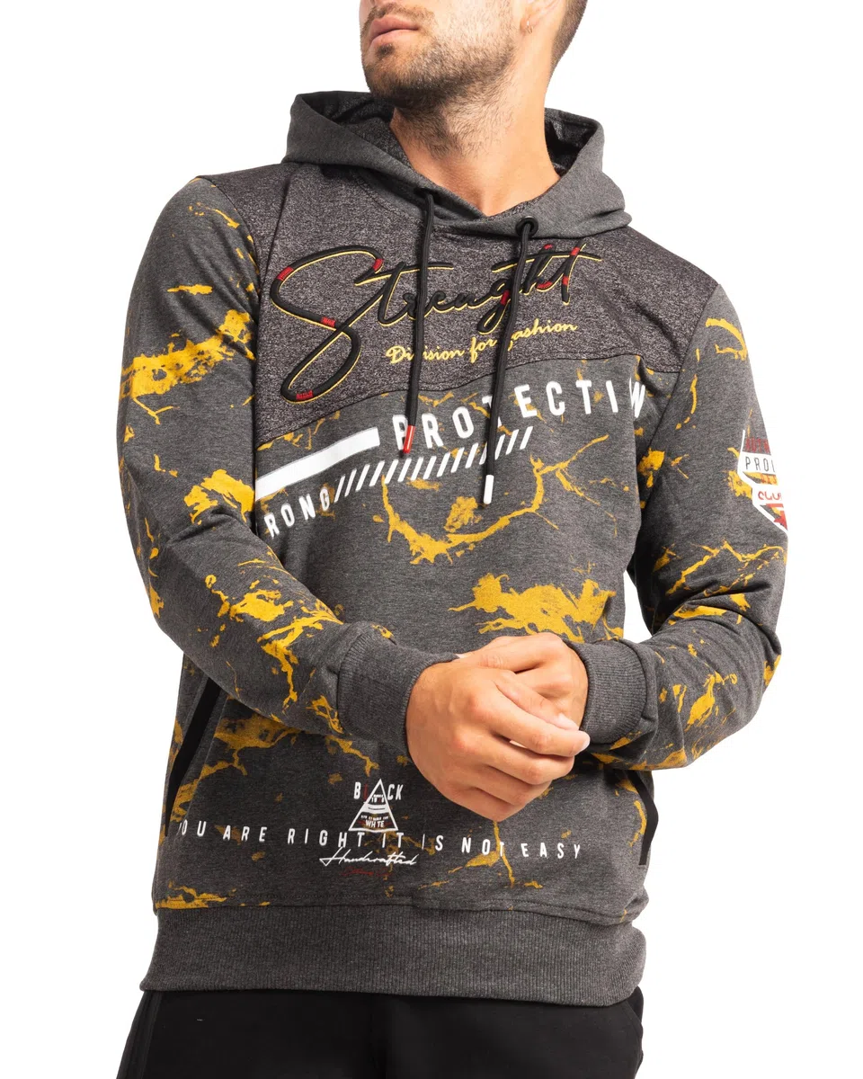 Subliminal Mode Sweatshirt à Capuche Homme Manches Longues Bicolore avec Poche BX2628