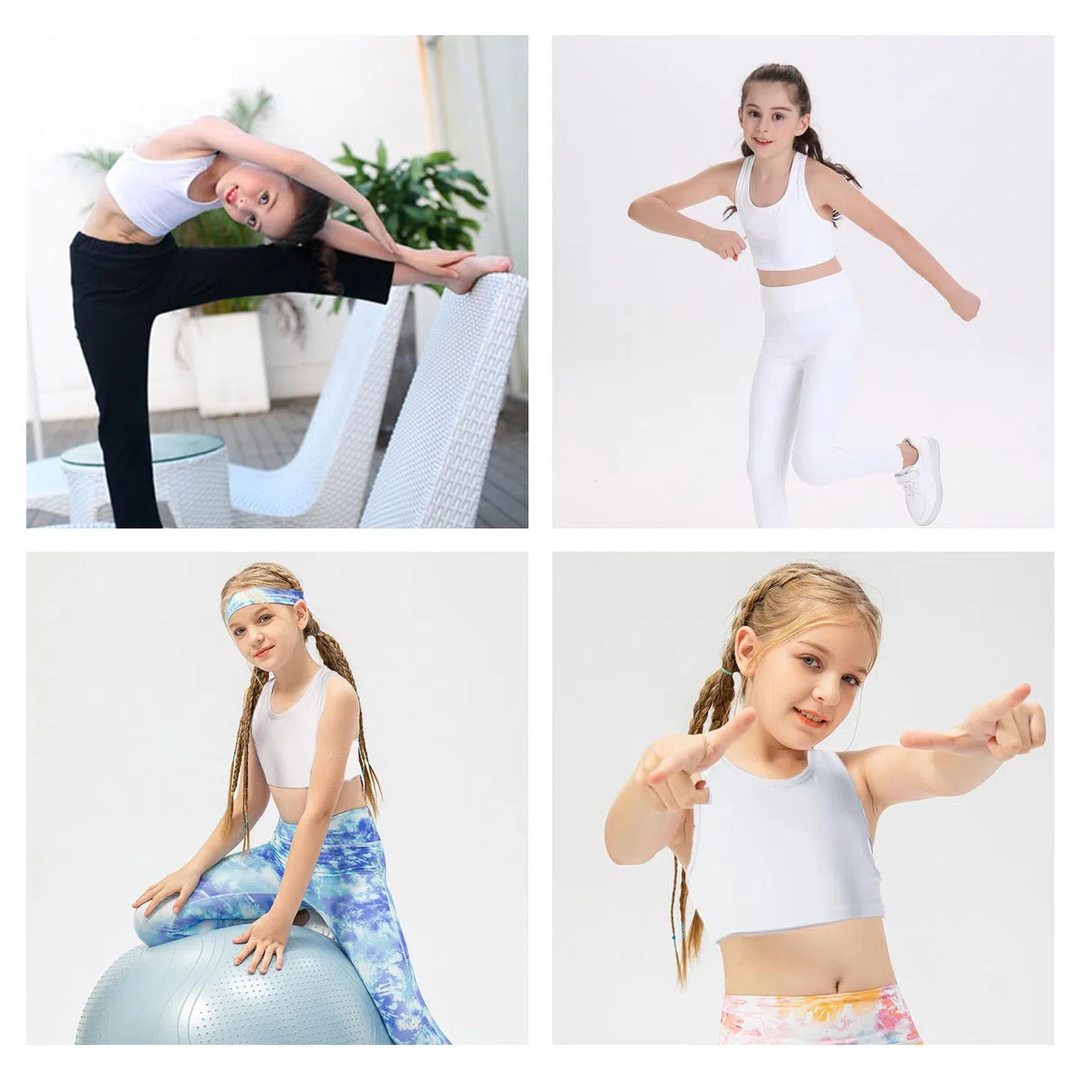 HXZASFG Lot de 3 Soutiens-Gorge pour Filles, Hauts Courts, Soutien-Gorge de Sport en Coton Doux, sous-vêtements pour Enfants, Soutien-Gorge d'entraînement Non rembourré pour Enfants de 8 à 14 Ans