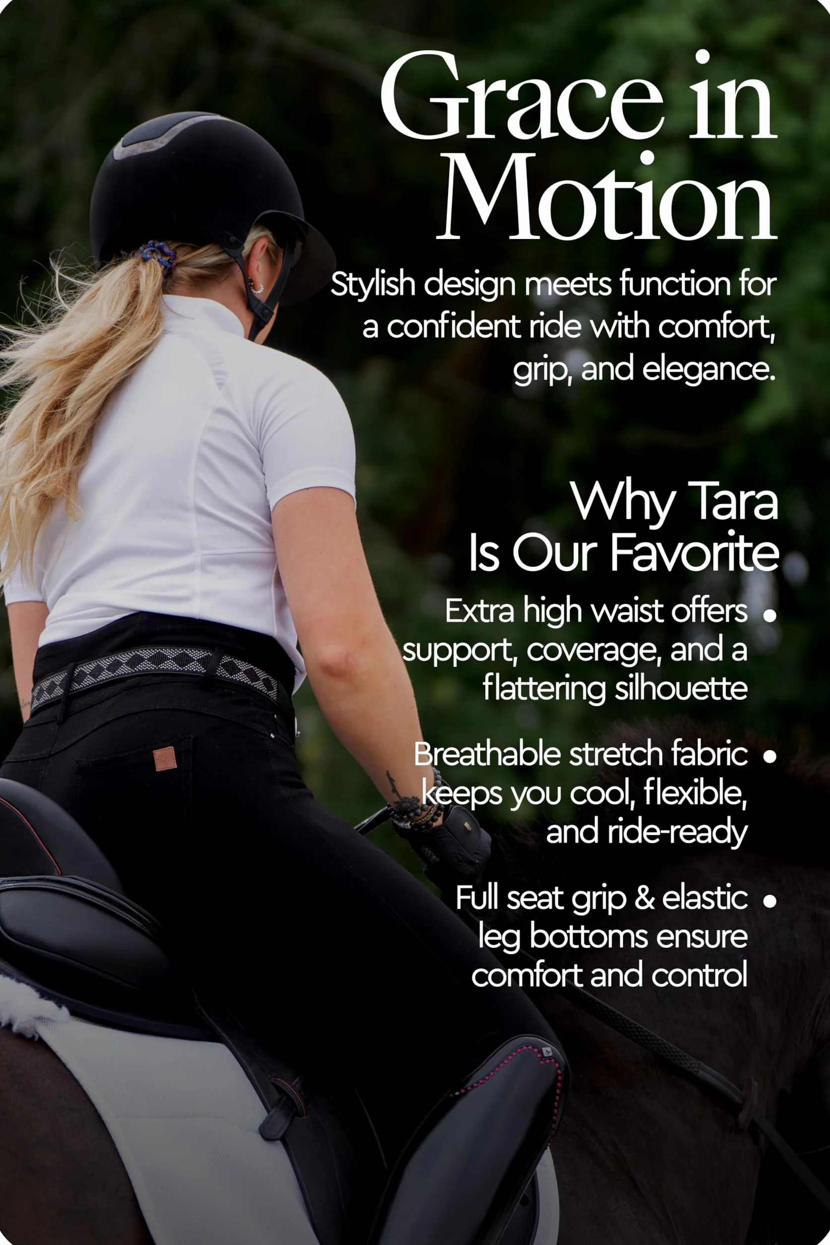 HORZE Pantalon d'équitation Tara pour Femme, Taille Haute, avec empiècement en Silicone et Poches, Noir/Noir, 38