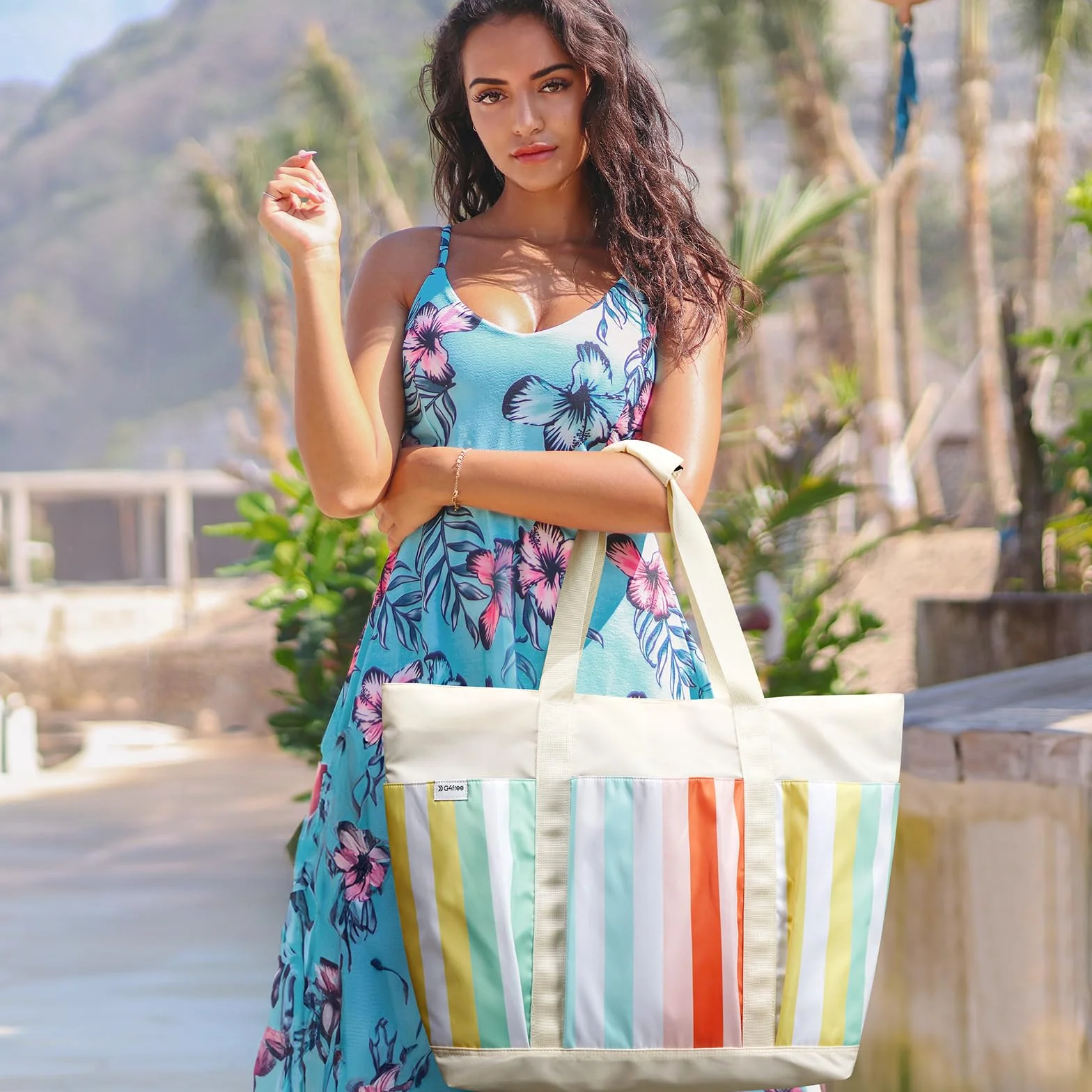 G4Free Sac de plage, sac de plage imperméable pour femme, compatible avec tasse Stanley, pliable pour les voyages en week-end | Compatible avec la tasse, grande capacité, anti-sable, pliable pour le week-end, les voyages, la natation