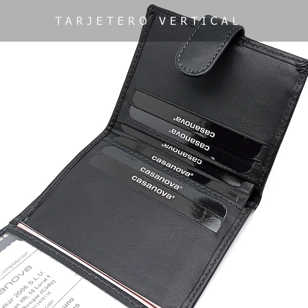 Petit portefeuille en cuir pour homme AVEC sac à main extérieur | Fait à la main | RFID | 10064 Noir