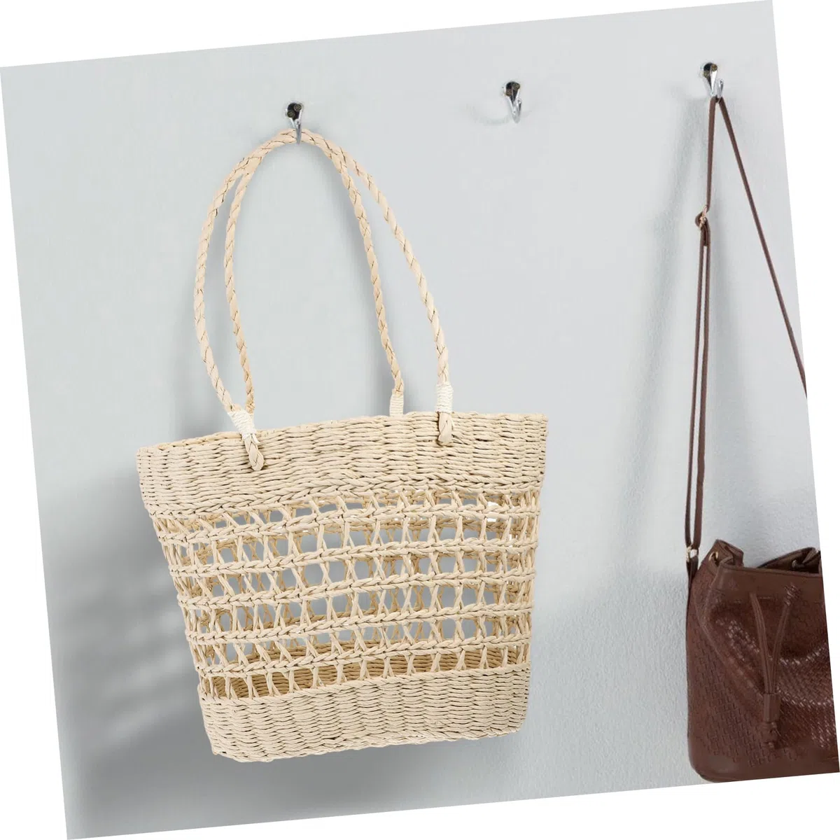 ABOOFAN Sac de Plage Creux Grand Cabas pour Femme Sac Fourre-tout de Plage Tissé