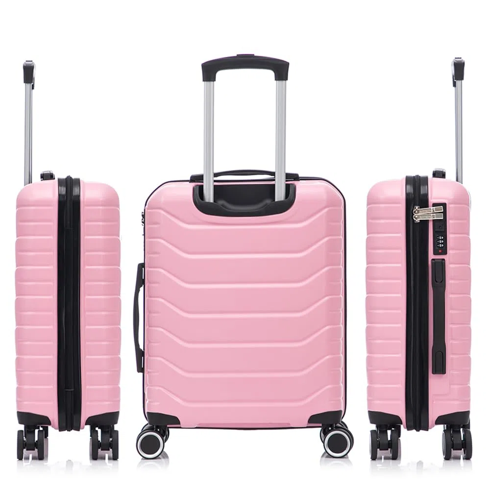 RAYKONG Valise Cabine 55x40x20cm (40L) Polycarbonate - Serrure integrée - 20 Pouces - (RK12|Rose)