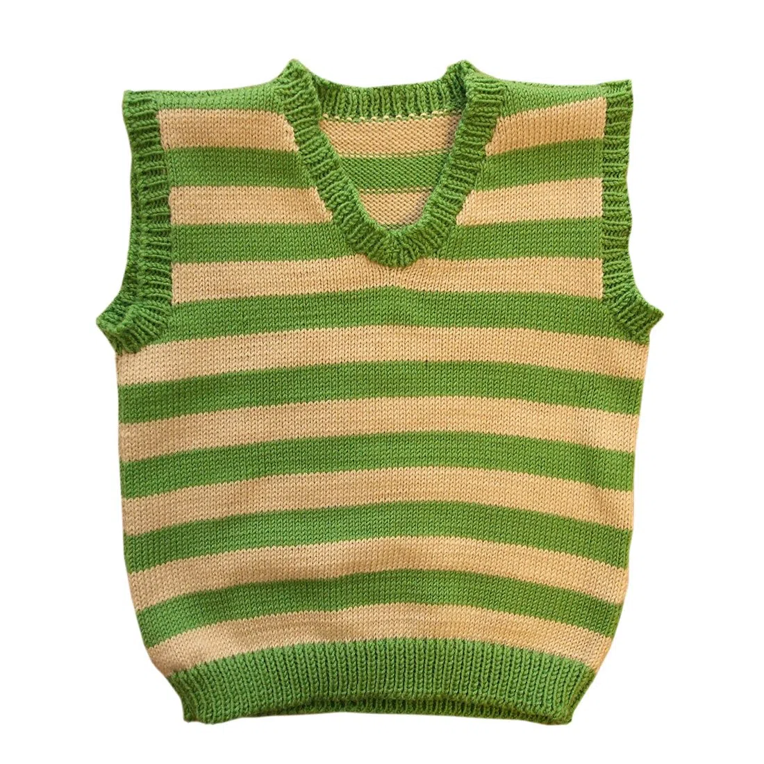 100 % Laine de mérinos Gilet Tricoté Bébé Nourrisson Bambin Enfants Rayé, - Green-Beige, 1 - 6 mois