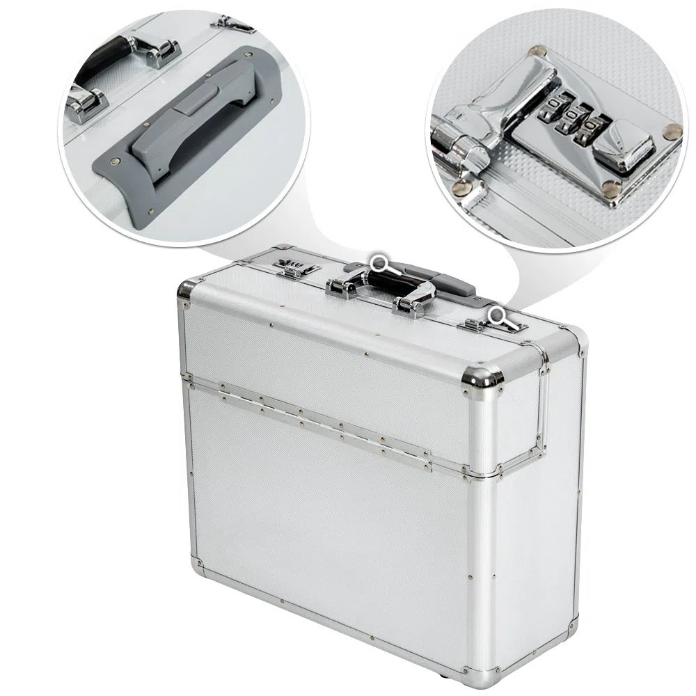 tectake 401232 XL Pilot Case Trolley Valise Mallette de Pilote, Deux Serrures à Combinaison, Grand Compartiment Principal Spacieux, Argent