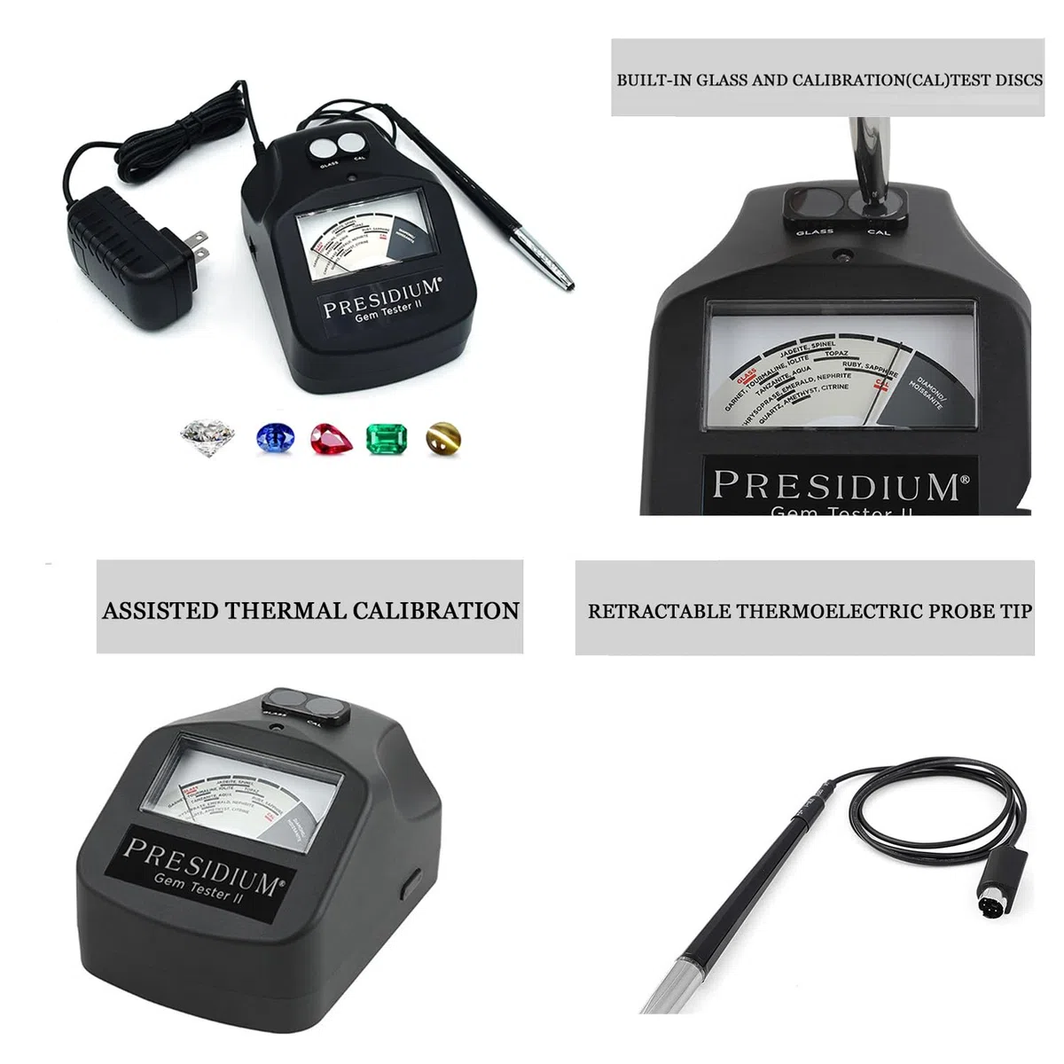Testeur Pierres Précieuses,Testeur Diamants,Vérificateur Métaux Précieux,avec Calibrage Thermique Assisté,pour Identifier Diamants/Moissanites Pierres Précieuses Couleur Courante