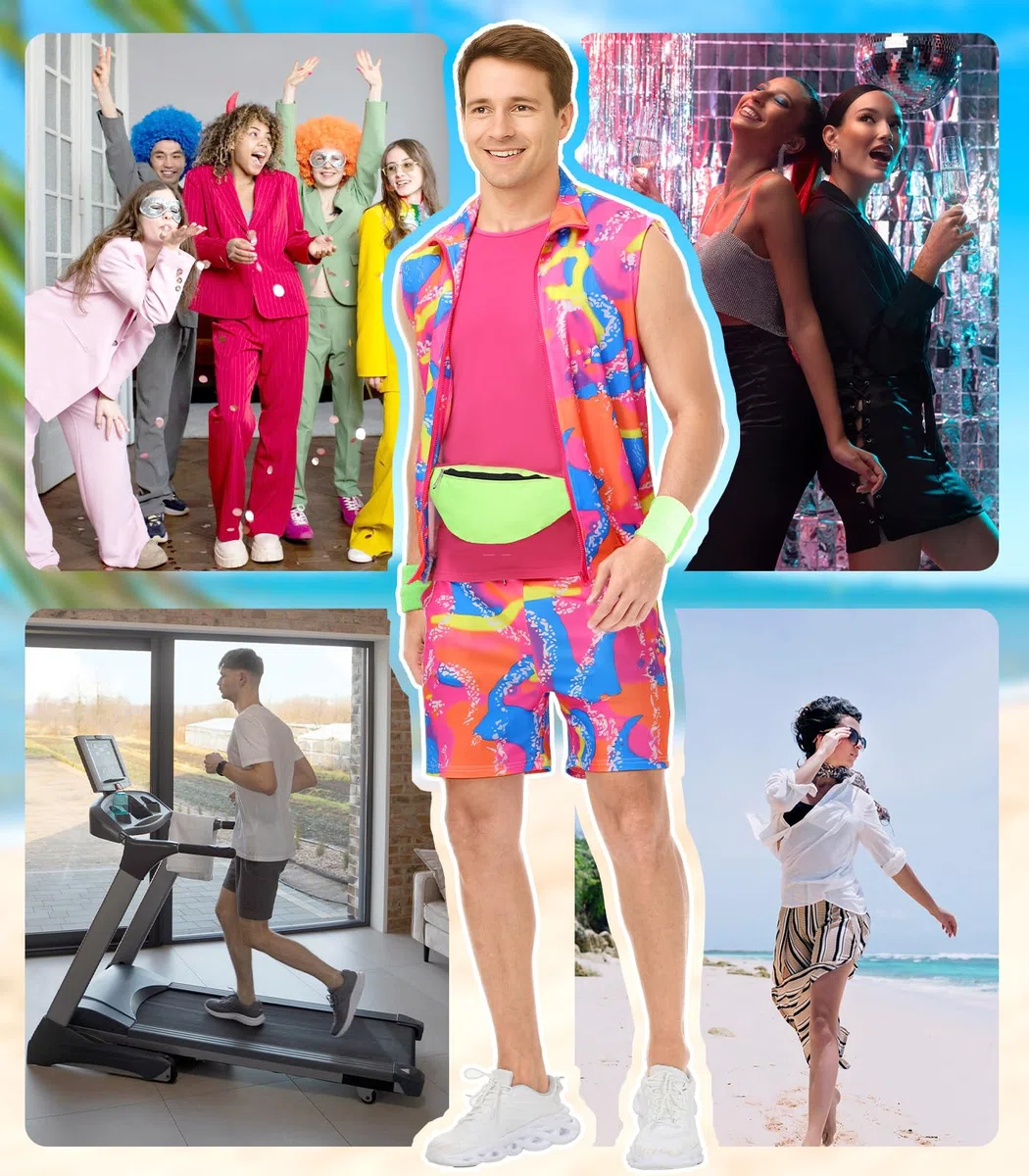 Costume d'entraînement des années 80 pour homme - Déguisement des années 90 pour homme, Halloween, cosplay et de deguisement couple
