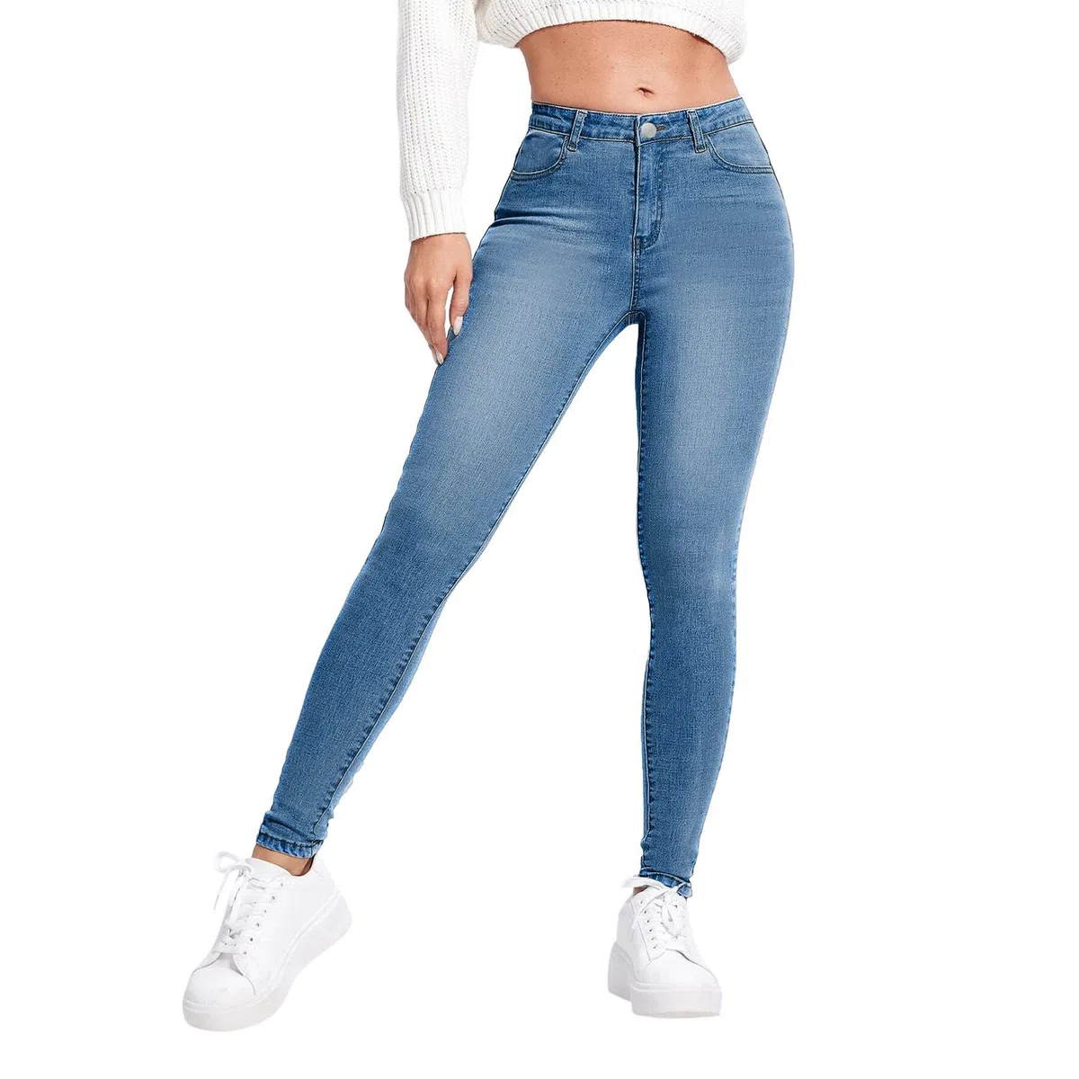 Generisch Jean stretch pour femme - Coupe ajustée - Pantalon de loisirs - Taille haute - Décontracté - Élégant - Pour femme - Confortable - Extensible - Pantalon crayon - Pantalon d'affaires - Stretch