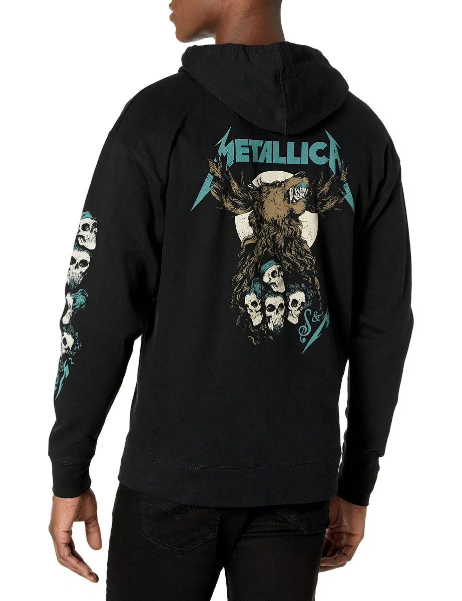 Metallica Official S&m2 Moose Skull Zip Hoodie Sweatshirt à Capuche Mixte